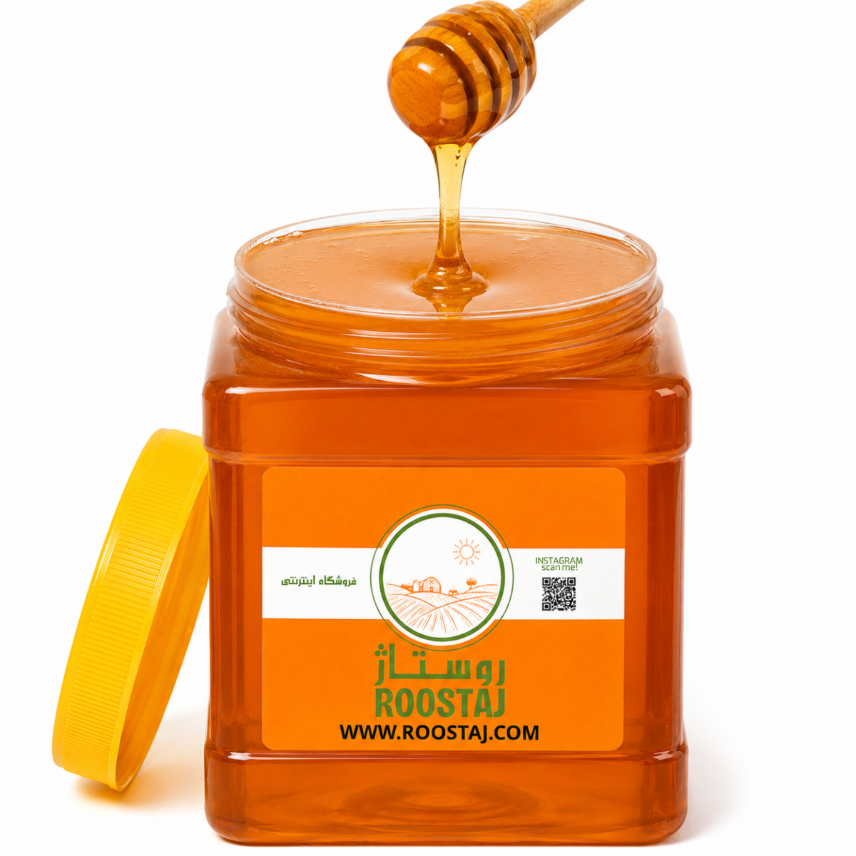 ریزش عسل طبیعی چهل گیاه از قاشق عسل‌خوری