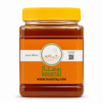 عسل آویشن طبیعی روستاژ در جار مربعی با لیبل اصلی، نمای روبرو