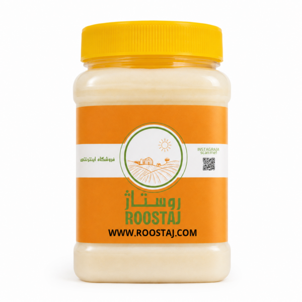 نمای روبهروی شیشه عسل سفید طبیعی روستاژ