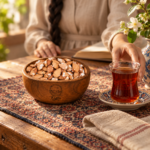 بادام منقا شور با پوست روستاژ کنار چای